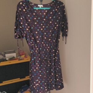 Short Sleeve Purple Dress with Polka dot pattern (Charming Charlie) EUC